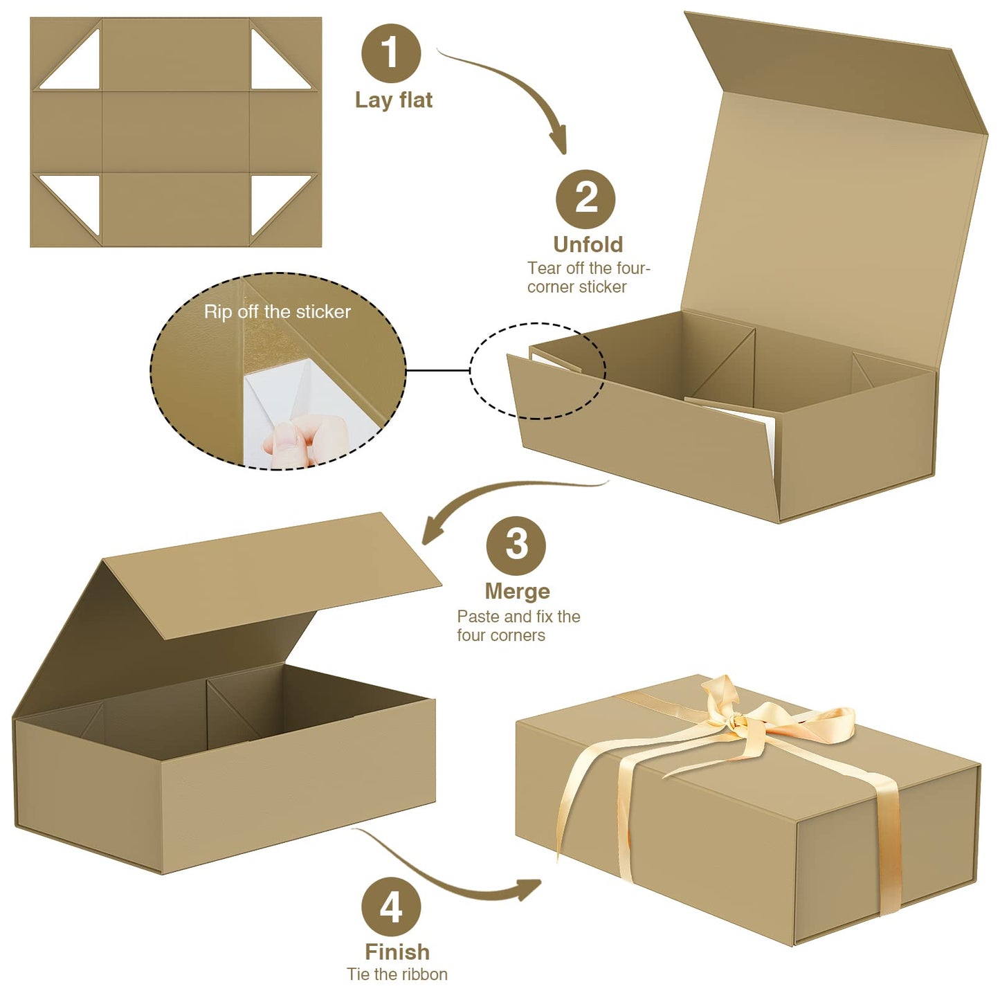 HavrePac Luxury Large Gift Box 13.8"x9"x4.3" Storage Box Ribbon Magnetic Closure for Luxury Packaging Box for Valentine's Day, Mother's Day, Birthdays, Bridal Gifts,Weddings