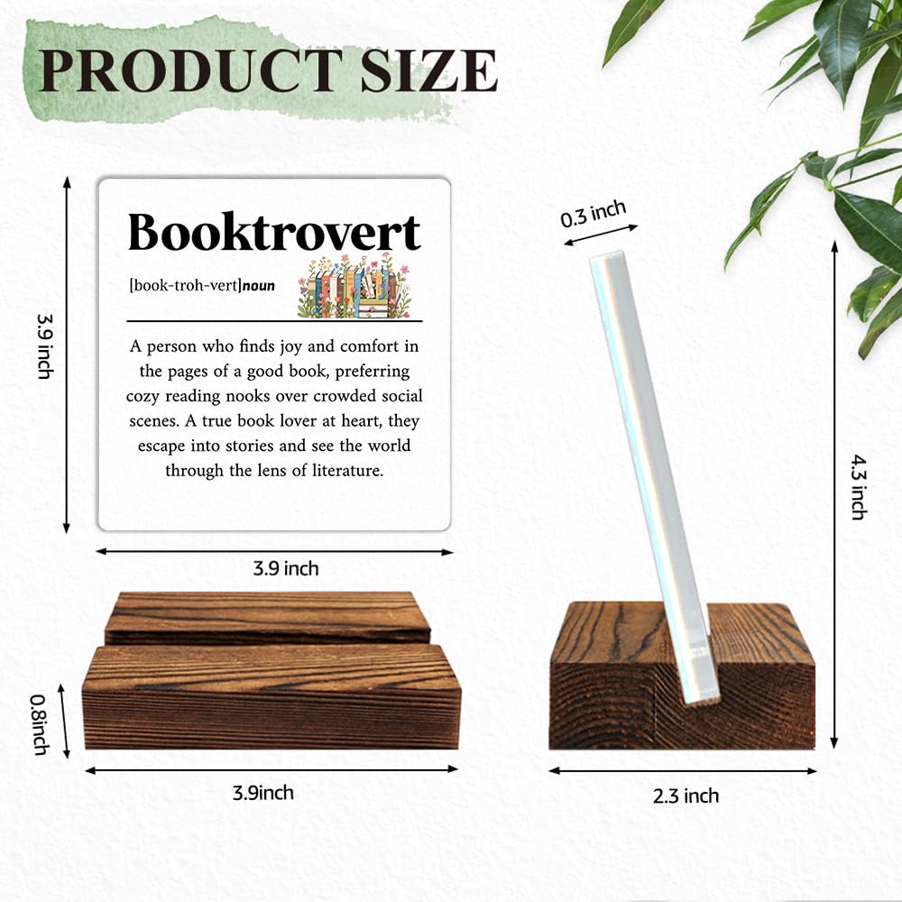 THEBESTU Booktrovert Definition Acrylic Sign with Wooden Stand, Book Lover Gifts for Women, Bookish Gifts for Bookworms Readers, Funny Teen Girl Bedroom D馗or, Library Decors?Librarian Nerd Decoration