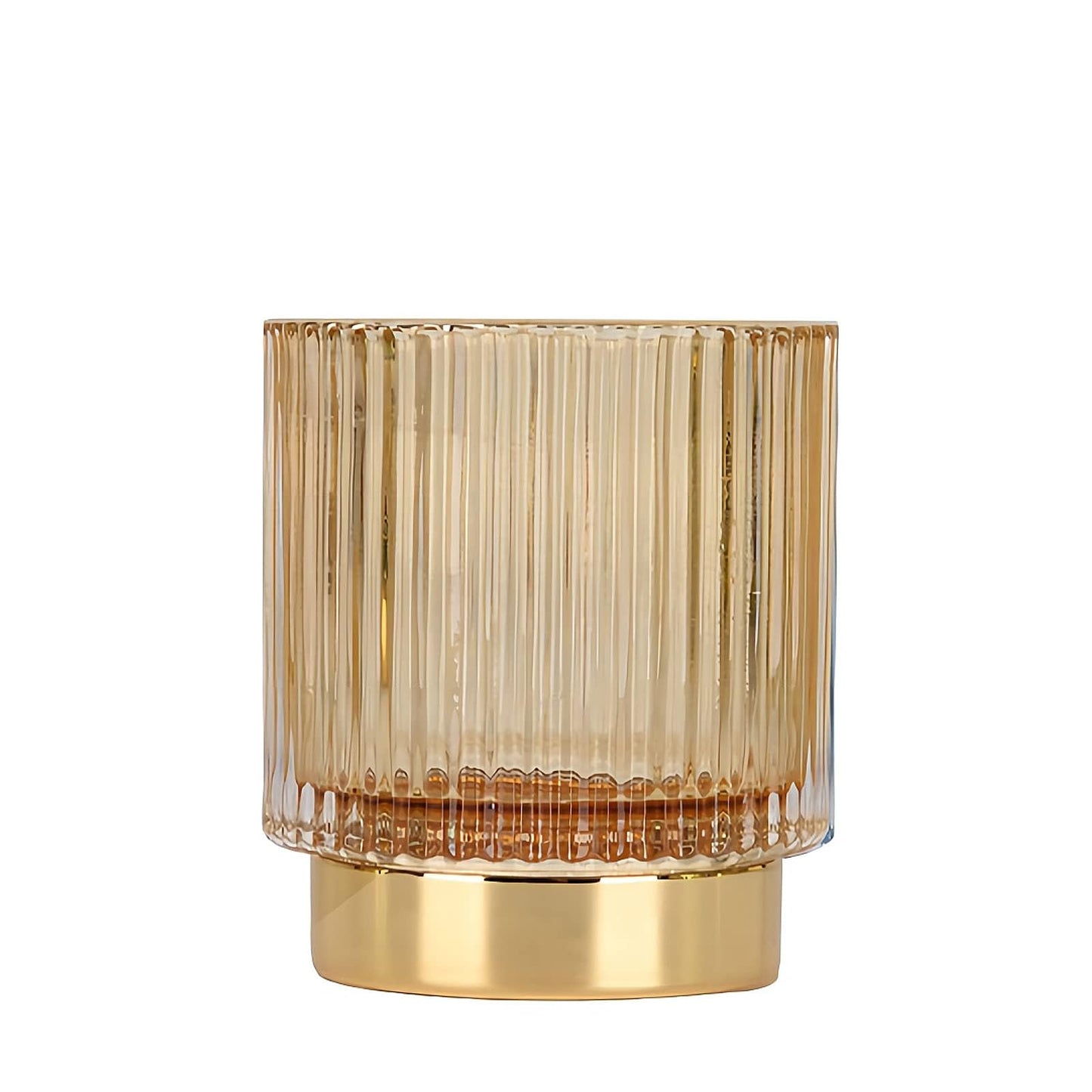 DASITON Makeup Brush holder Organizer,Crystal Cosmetic Makeup Brush Glass Brushes Storage Holder, Vintage Make Up Brush Cup Pen Pencil Holder striped vase(Coffee S)