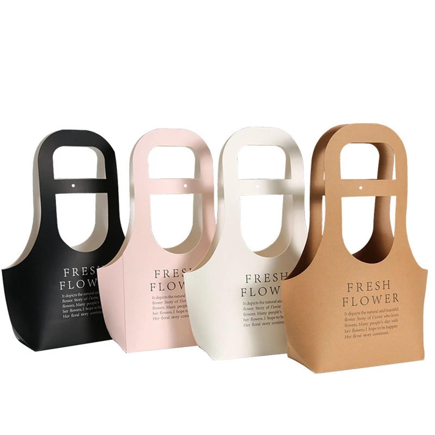 Nikeg Kraft Paper Flower Gift Bags 10Pcs Korean Portable Flower Box, Kraft Paper Bouquet Arrangement Packaging Bag, Creative Waterproof Gift(Black,Small)