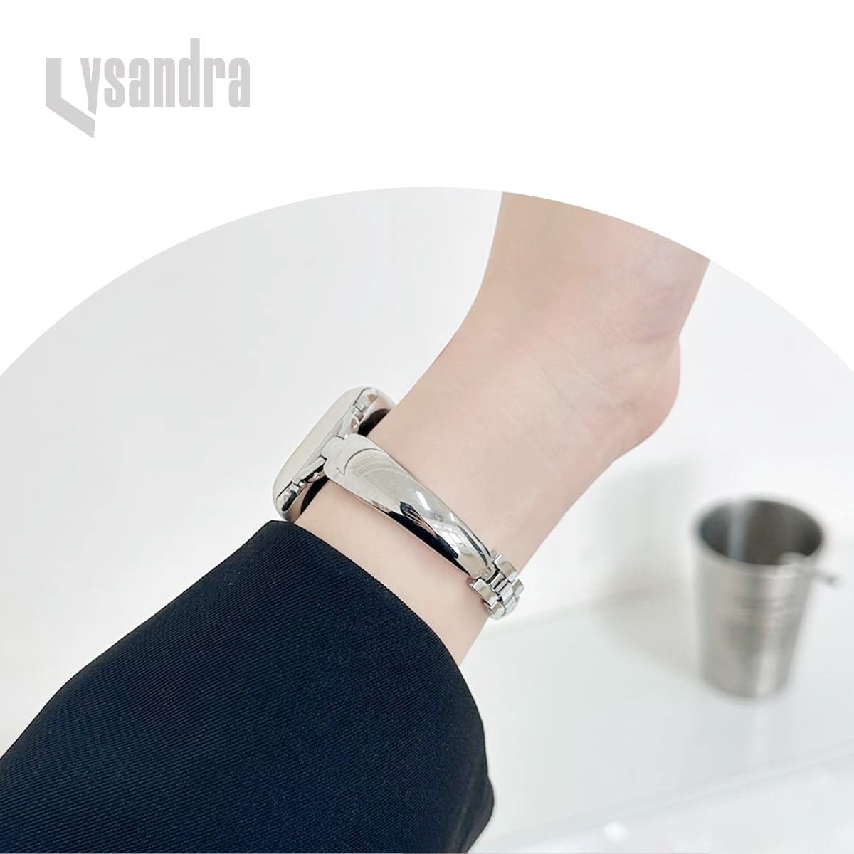 LYSANDRA Compatible for Spade & Co Health Smartwatch 4 Bands, stainless steel Shiny Fancy Wristband, Stylish Replacement Slim Strap Compatible for Spade & Co Health Smartwatch 4 (Silvery)