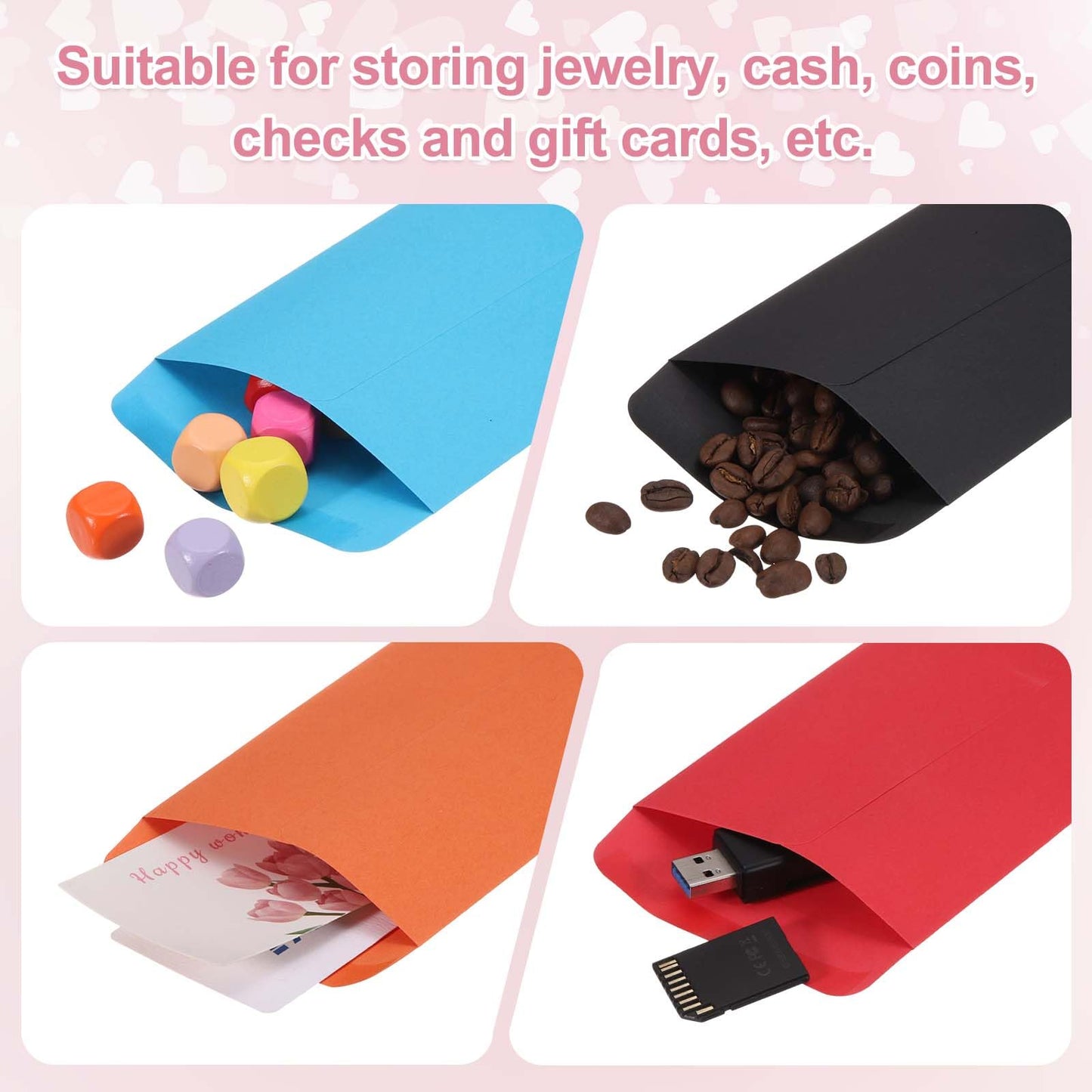 PATIKIL Money Envelope 6.5" x 3.5", 200Pcs Cash Envelopes Money Holder Bags Budgeting Saving Challenge Letter for Gift Coins Checks Tickets Jewelry Passport Card, Gold Yellow