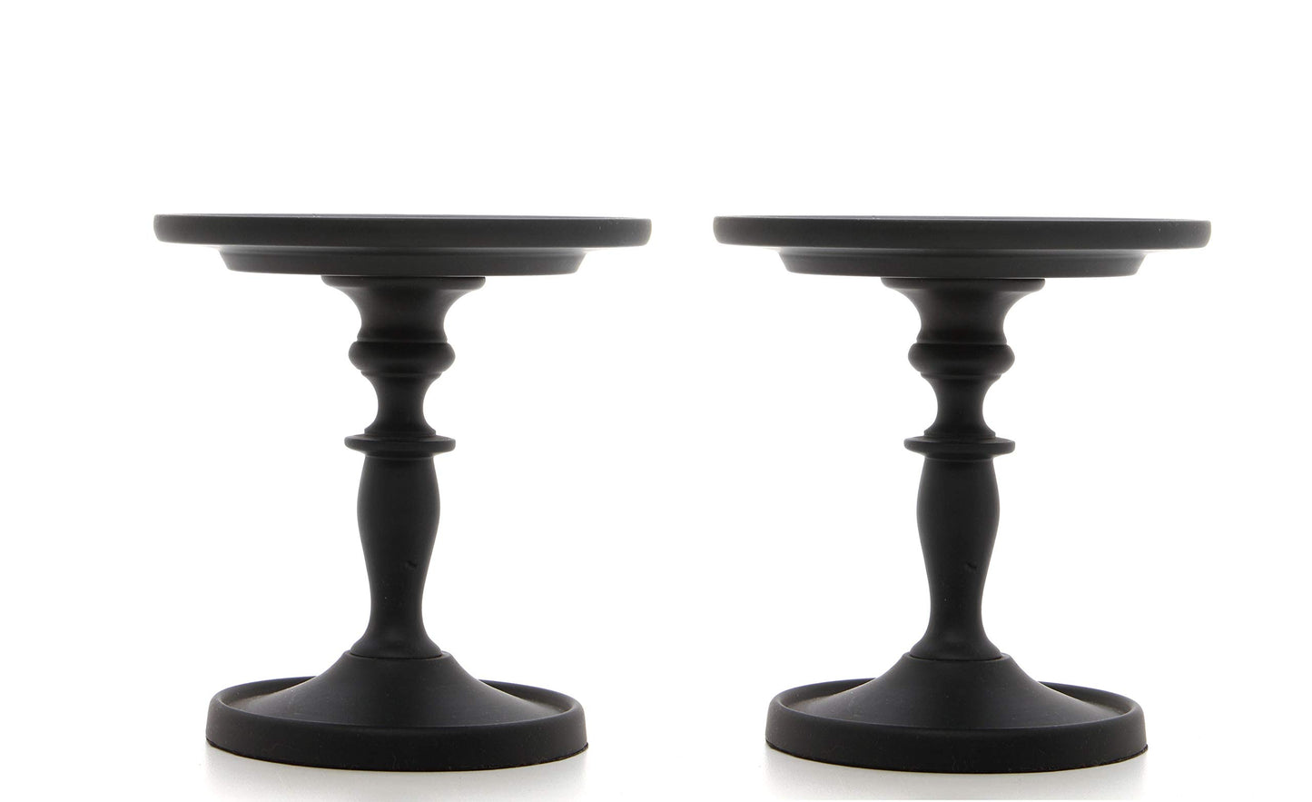 Hosley Set of 2 Black Pillar Holder 4.75 Inch High. Ideal Gift for Wedding Party Special Occasion or as a Candle Holder. W1