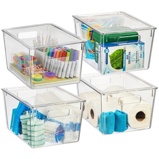 ClearSpace Plastic Storage Bins with Lids X-Large – Perfect Kitchen Organization, Desk Organizer or Pantry Storage – Desktop Organizer, Pantry Organization and Storage Bins, Cabinet Organizers