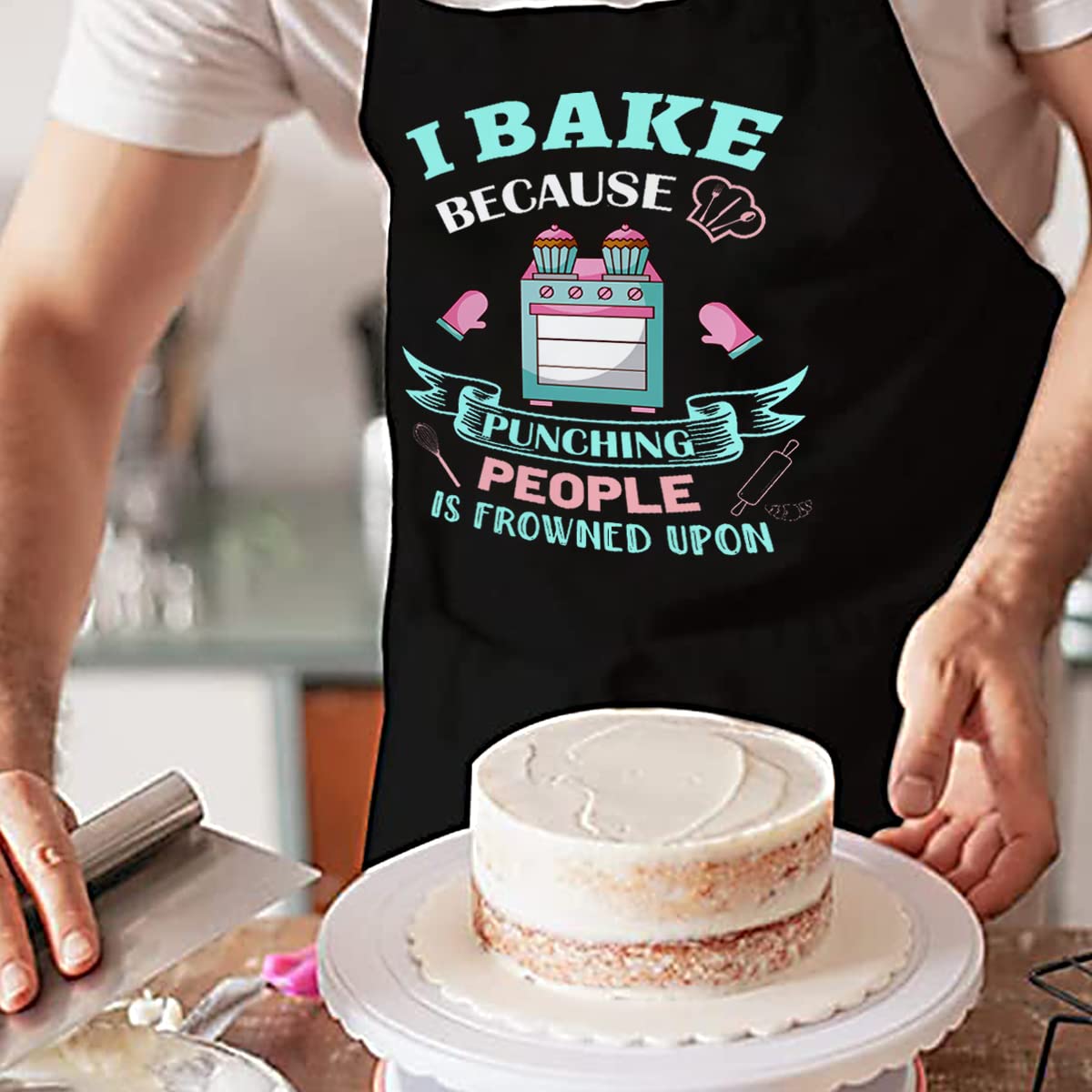Xmeden Funny Baking Apron for Women - Cute Cooking Aprons for Adults with 2 Pockets, Baking Supplies &Essentials for Home Bakers, Kitchen Apron Gifts for Mother's Day Birthday Christmas