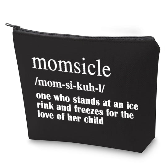 ZJXHPO Hockey Mom Survival Kit Momsicle Makeup Bag With Zipper Momsicle Definition Accessories Bag Mother's Day Gift For Hockey Lover Toiletry Bag (BL Momsicle)