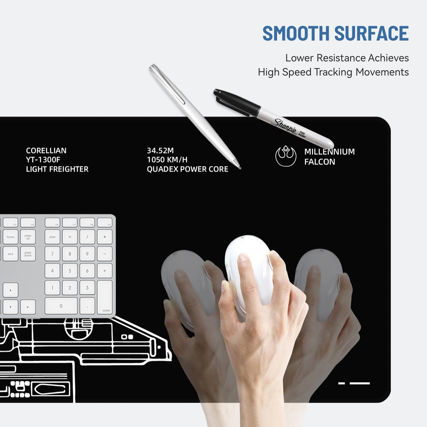 Stanoha Mousepad Desk Mat Gaming Large Keyboard Cute Office Desktop Computer Laptop Black XXL Long Giant Big Cool Modern Design Unique for Women Girls Men Boys Gamer Oversized Wide 30x12'' Mousepad
