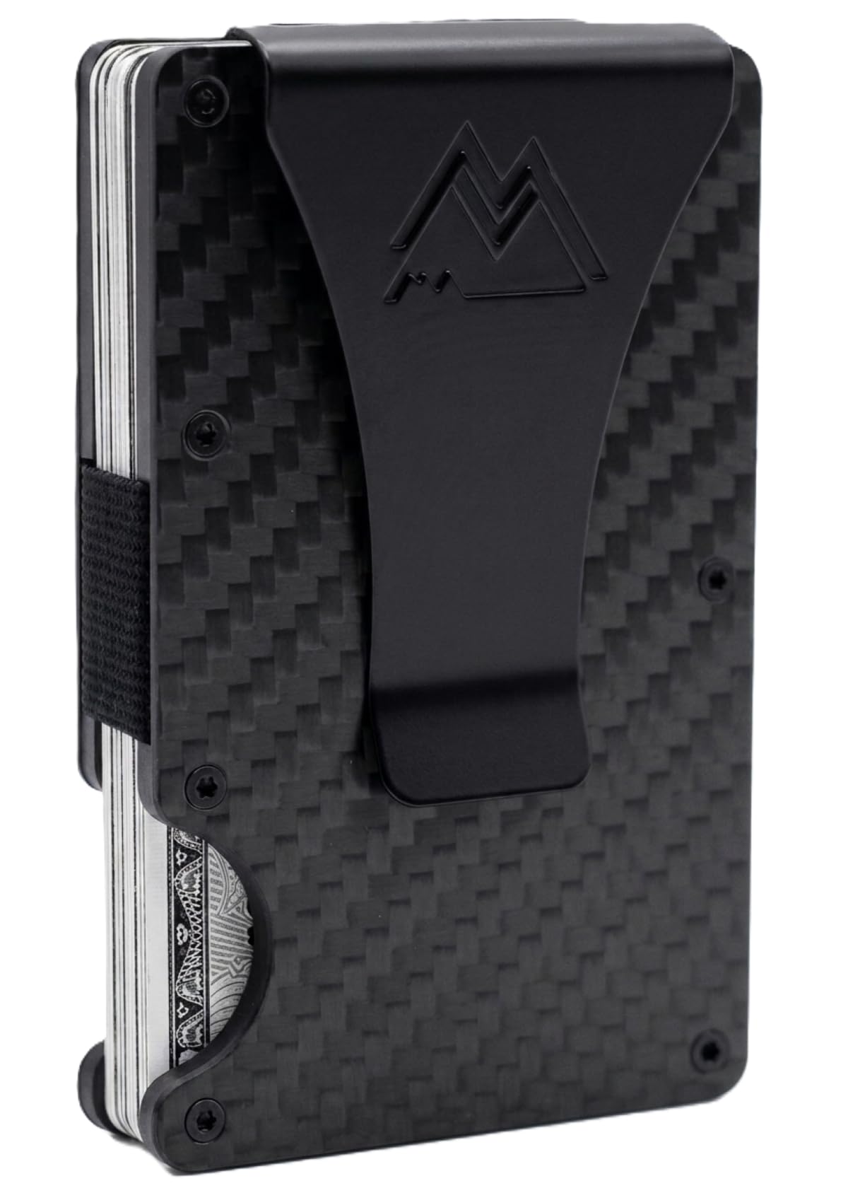Mountain Voyage Co Minimalist Wallet for Men & Women - Slim RFID Wallet, Scratch Resistant, Credit Card Holder & Money Clip, Easily Removable Money & Cards, (Matte Carbon Fiber)