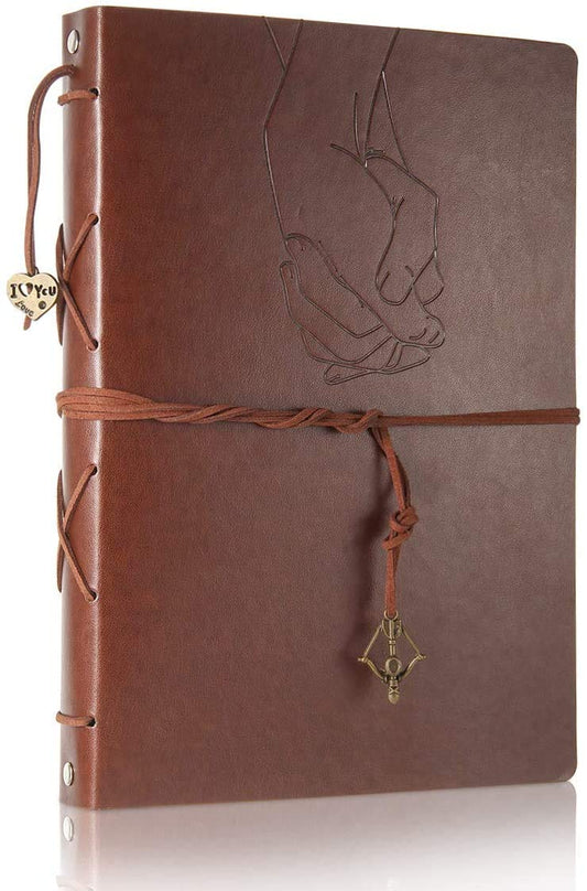 ThxMadam Leather Scrapbook Album 60 Pages Vintage Love Photo Album,8.7 * 7.1 Inch Scrapbook for Couples-DIY Memory Book,Birthday/Wedding Guest Book Gift for Anniversary Mother's Day