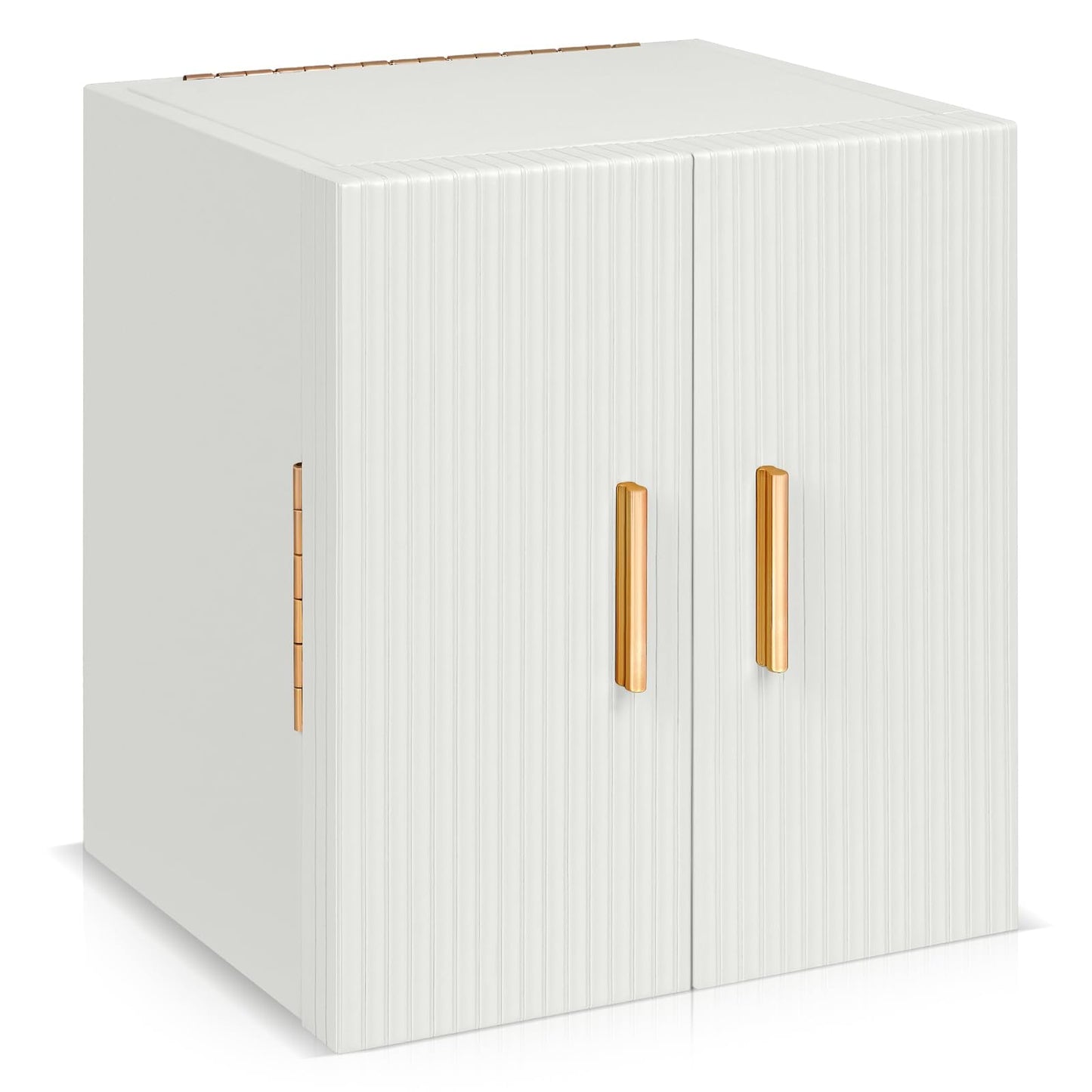 Dajasan Large Jewelry Box Organizer, Jewelry Storage Organizer with 3 Drawers, Huge Jewelry Box with Mirror for Women Girls, Double Door, Textured PU Leather, Gift Idea, Stylish (White + Gold)