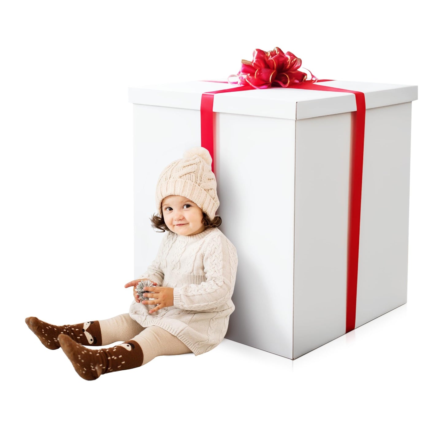 Extra Large Gift Box 28x28x28"—Giant, Jumbo, White Gift Boxes with Lid for Large Gifts, Big Presents for Birthday Surprise, Gender Reveal, Valentine's Day, Chinese New Year and Other Celebrations, Not for Heavy-Duty Storage Use