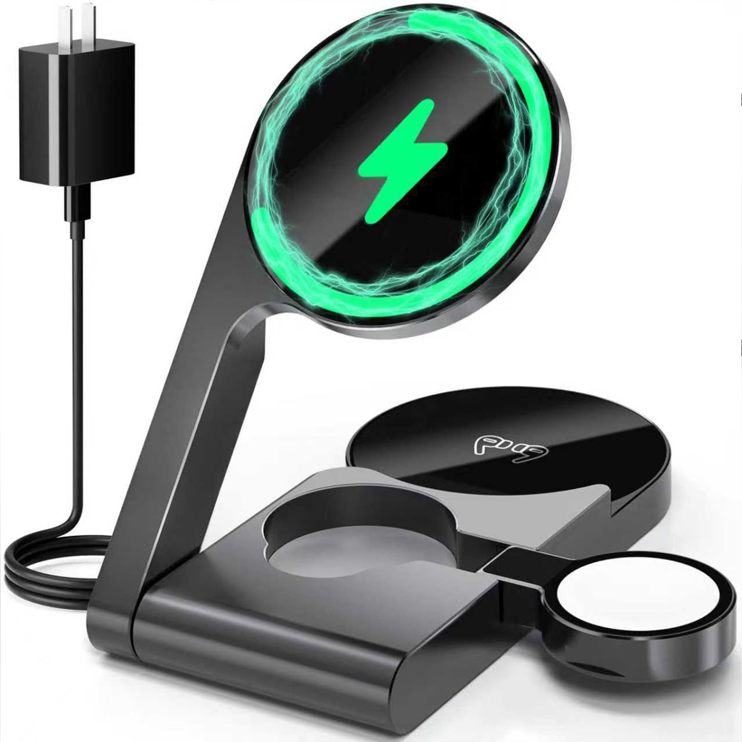 2026 3 in 1 Wireless Charging Station Mag-Safe Fast Charging Station for Apple MagSafe Charger, with USB C Charger, Foldable Charging Magnetic Wireless Charger Stand, Space Aluminum Travel Charger