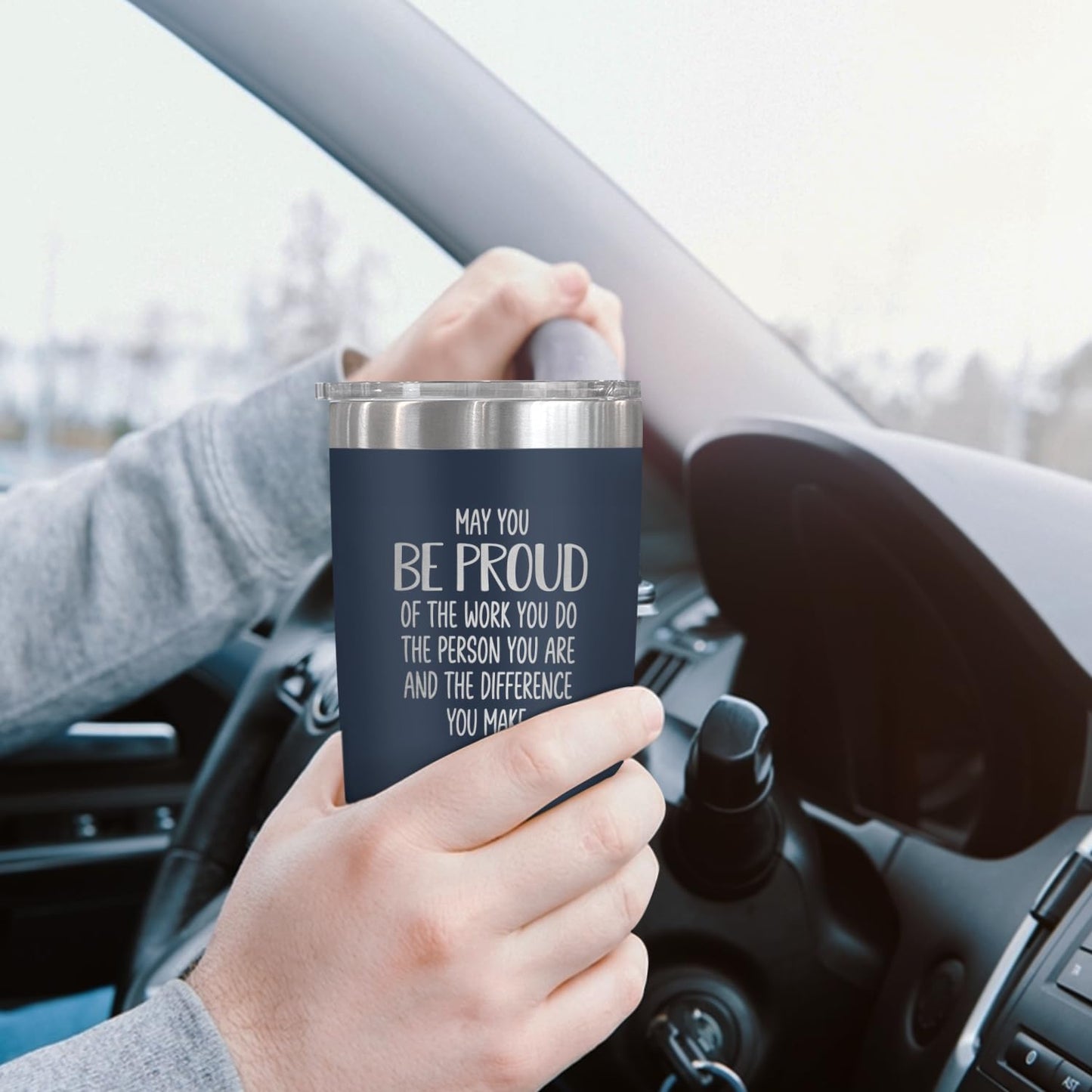 OASSIE Thank You Gifts for Men Women - Proud of You 20 oz Stainless Steel Coffee Tumbler - Teachers Day Birthday Retirement Employee Nurse Teacher Appreciation Gifts for Men Women Coworkers Boss
