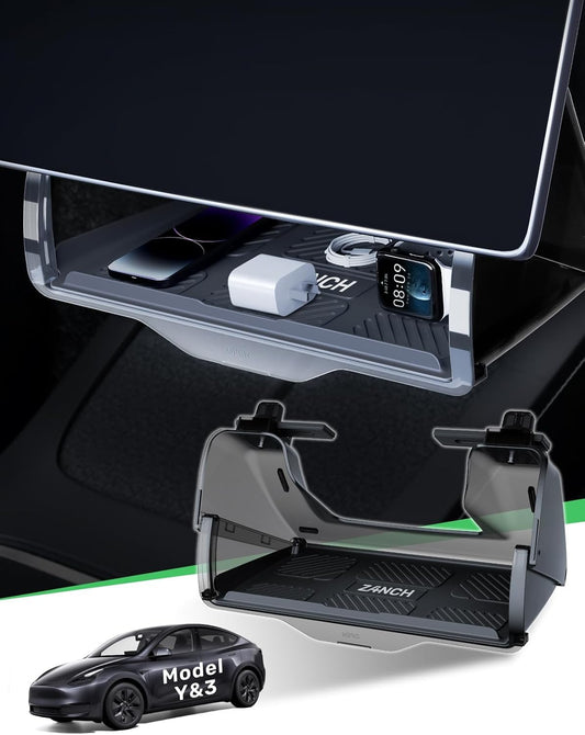 Zanch (Upgraded) Tesla Model Y Juniper Under Screen Storage Box [Hidden Design, Factory-Fit], Adds Extra Storage & Keeps Items Hidden for Privacy, Model Y (2020–2025) / Juniper (2025–2026) Accessories
