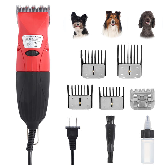 DUCKBOY 35W Pet Hair Clipper & Grooming Kit for Dogs and Cats – Includes 4 Interchangeable Blades & 3m Power Cable – Professional Trimmer for Small to Large Pets
