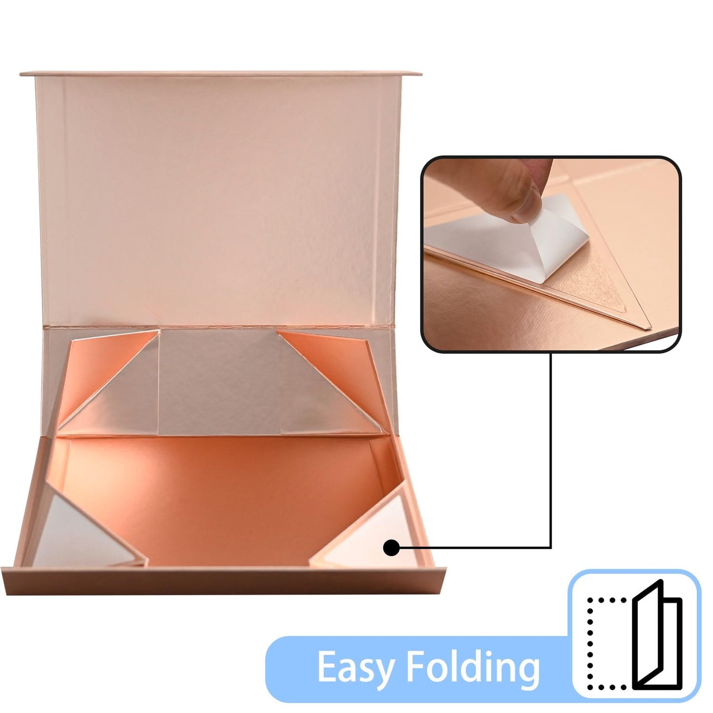 LIFELUM Gift Box for Presents 13.8'' x 8'' x 4.45'' Rose Gold Luxury Gift Box with Magnetic Lid Gift Boxes Contains Card, Ribbon, Shredded Paper Filler Gifts for Women (1Pcs)