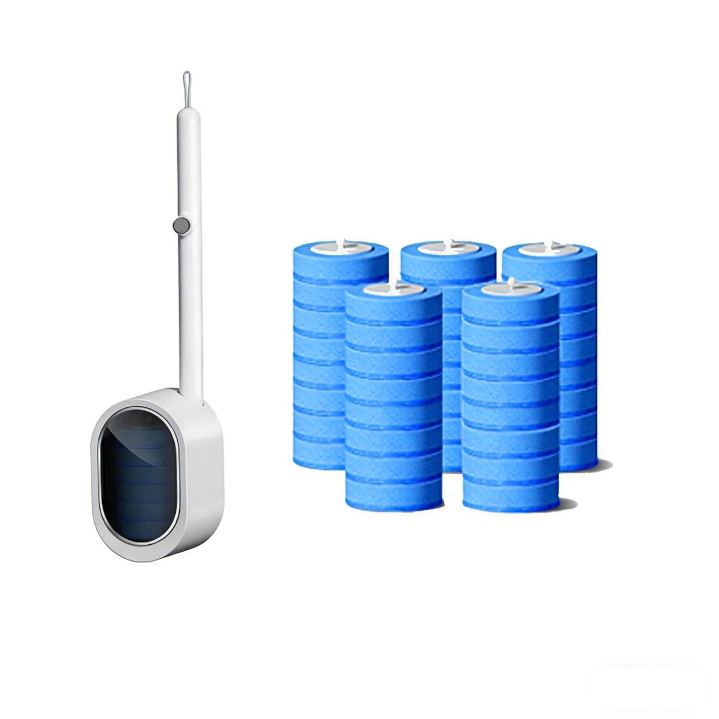 Disposable Toilet Brush with 40 Refill Heads and Holder– Includes Storage Caddy&Toilet Bowl Wand, Wall-Mount Scrubbing Toilet Brush Bathroom Cleaning Kit (1 Wand+40 Refills)