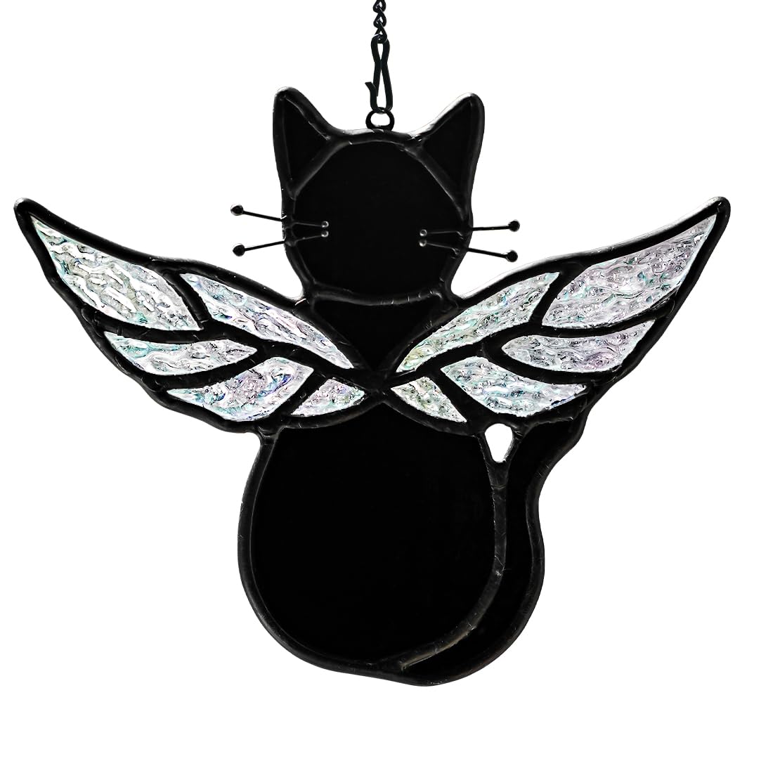 HAOSUM Black Angel Cat Memorial Gifts for Cat Lover,Stained Glass Window Hanging,Angel Wing Black Cats Suncatcher Decor,Cats Death Sympathy Gifts for Women,Daughter,Mothers Day,Christmas