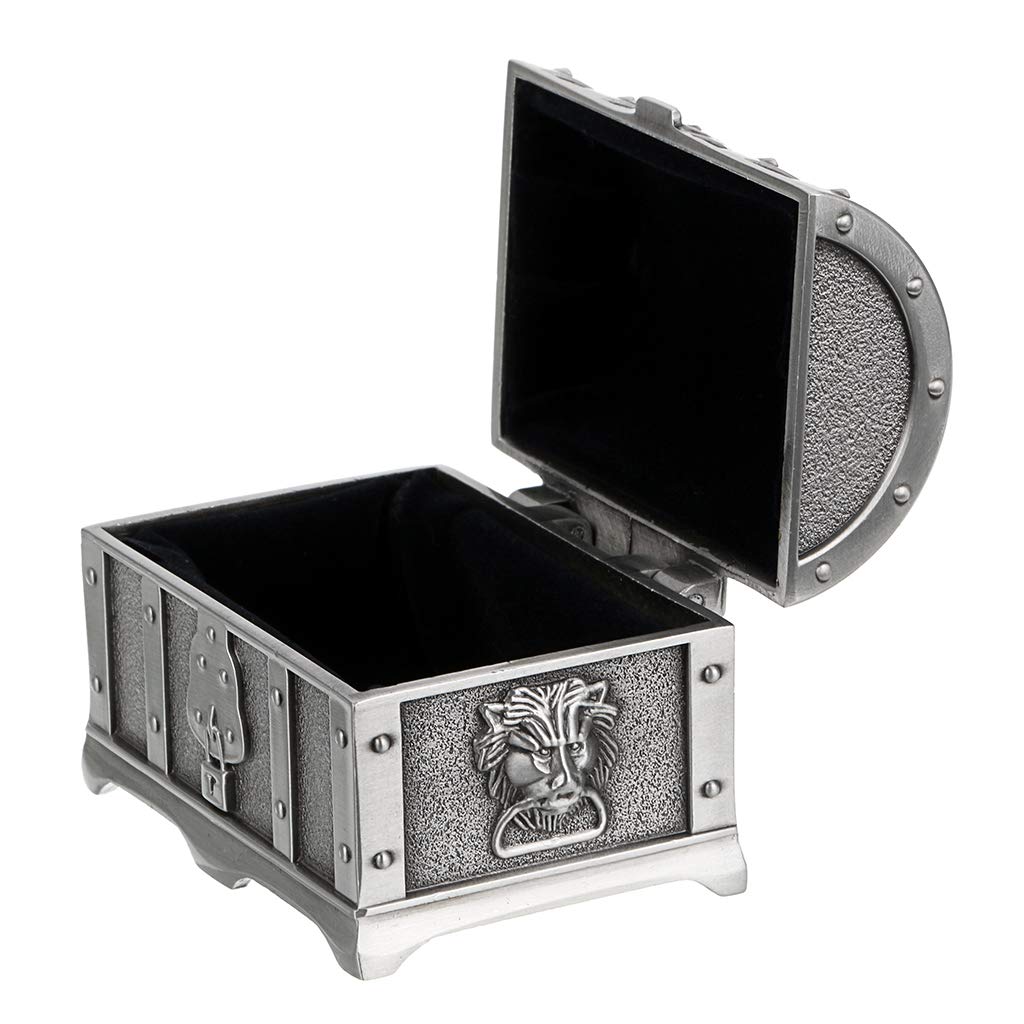 Hipiwe Vintage Metal Jewelry Box Treasure Trinket Chest,Smal Ring Earrings Necklace Keepsake Gift Holder Case for Ladies Women (Small)