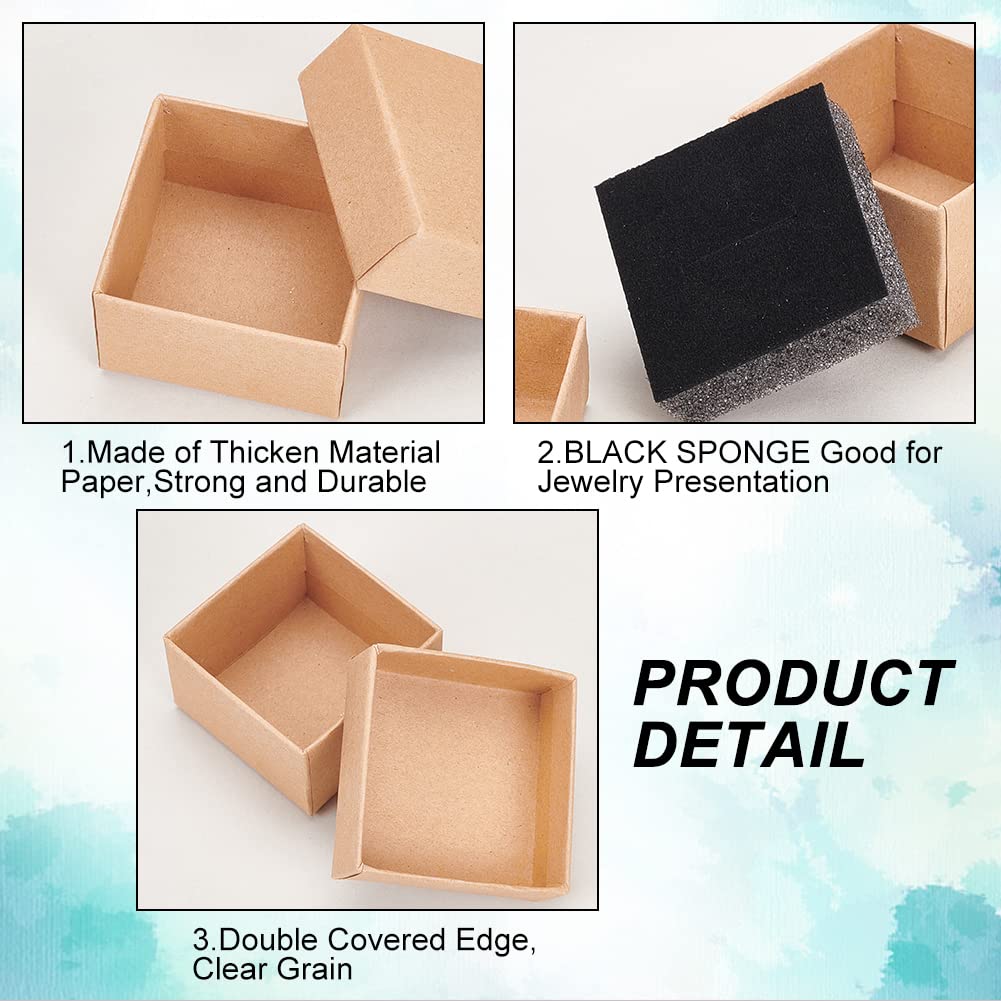 BENECREAT 24 Pack Small Kraft Ring Earring Box 1.88x1.8x1.33 Inches Square Cardboard Jewelry Gift Boxes for Christmas Festival Wedding Propose Jewelry Packing