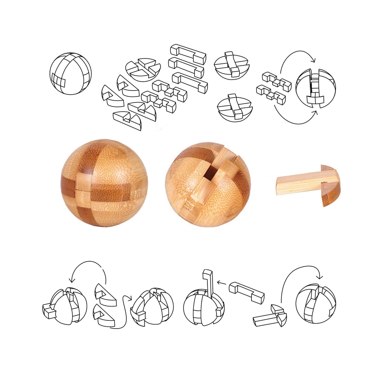 VolksRose 9pcs Wooden Brain Teaser Puzzles, IQ Challenge Puzzle Games, Logic Smart Mind Puzzle Box Lock Toy Removing Assembling 3D Small Puzzle Gift Set for Adults Teenagers Kids, 1.8inch 4.5cm