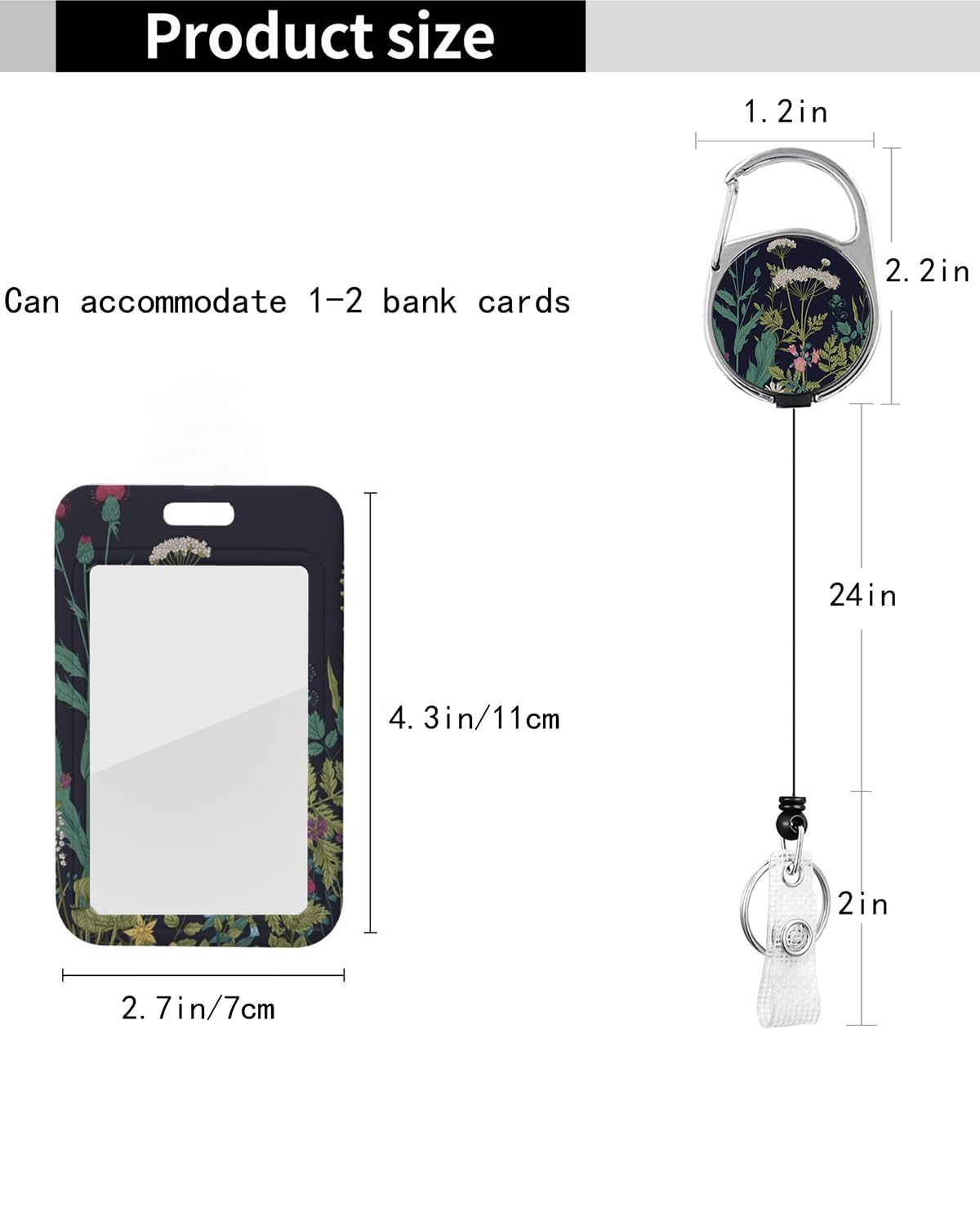 ID Badge Holder with Retractable Badge Reel Clip, Detachable Lanyards for ID Badges, Vertical ID Card Holder for Women, Men, Nurses, Doctors, Teachers, Office Gifts - Dandelion Flower