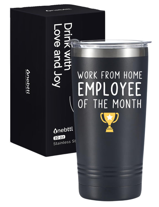 Work From Home Gifts For Women/Men, Vacuum Insulated Tumbler 20oz With Lid and Straw, Unique Gifts For Remote Workers - Work From Home Employee Of The Month - Metal