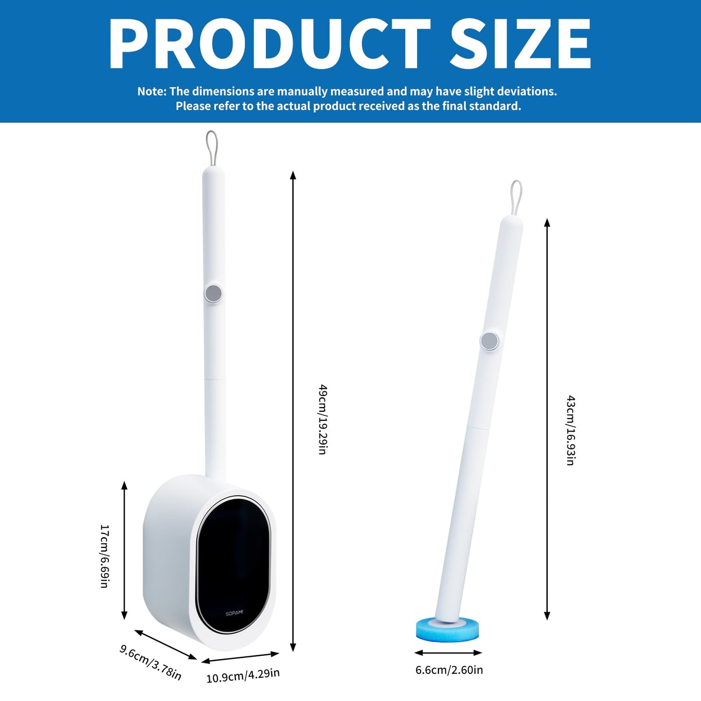 SOPAMI Disposable Toilet Cleaning System - Toilet Wand Kit with 16 High-Performance Refills, Wall Mounted Toilet Brush and Holder for Deep Cleaning Bathroom