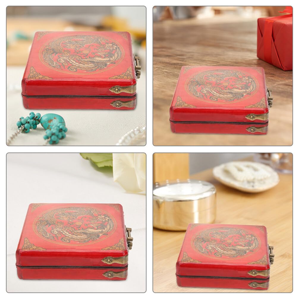 OSALADI Chinese Jewelry Box Handmade Vintage Jewelry Organizer Wooden Box Antique Trinket Case Dragon Bangle Container Bracelet Holder for Women Treasure Earring