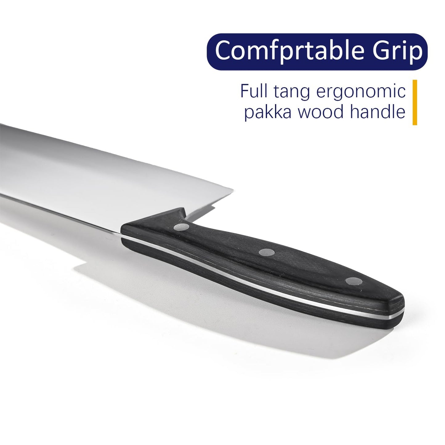PANROCK Chinese Cleaver Knife 7 Inch, Meat Knife Ultra Sharp Lightweight for Kitchen - High Carbon Steel Blade with Mirror Finish No Stain, Anti-Slip Ergonomic Handle in Gift Box