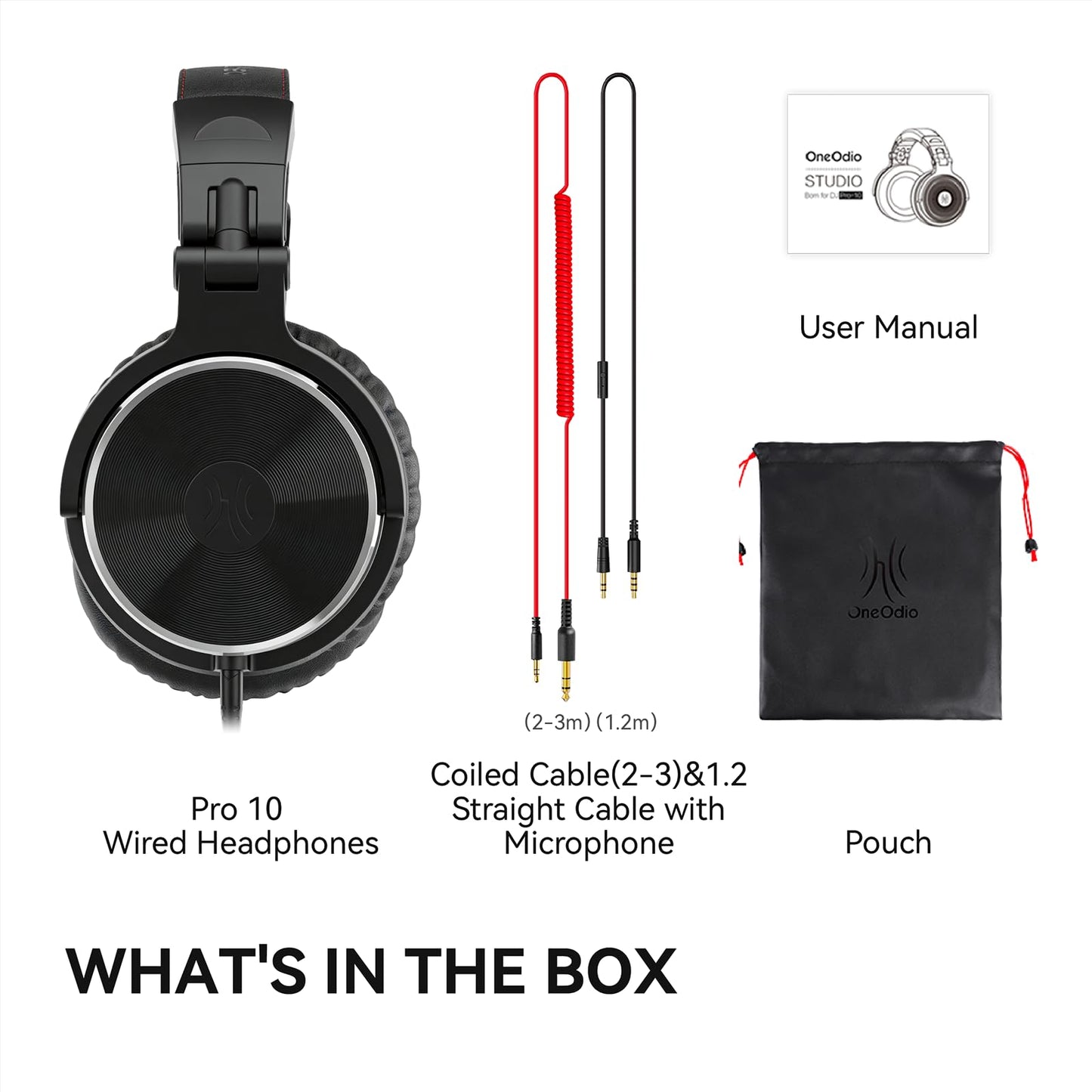 OneOdio Wired Over Ear Headphones Hi-Res Studio Monitor & Mixing DJ Stereo Headsets with 50mm Drivers and 1/4 to 3.5mm Jack for AMP Computer Recording Podcast Keyboard Guitar Laptop - Black