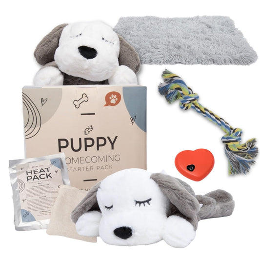 LUNA + RUFUS Upgraded Heartbeat Puppy for Dogs with Blanket, Heat Packs and Chew Toy - Pet Anxiety Relief and Calming Sleep Aid - Perfect Dog Stuffed Animal for Behavioral Crate Training - Dog Toys