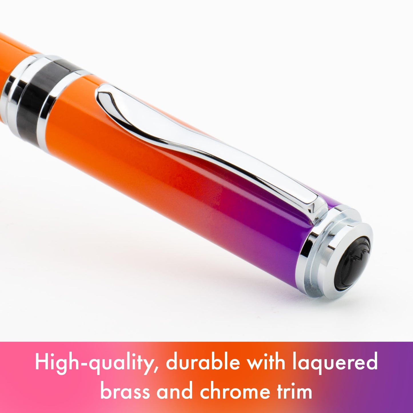 Monteverde USA Innova Ombre Fusion Harmony (Purple/Orange/Pink Gradient Finish) Fountain Pen - Medium Nib, Refillable, Gift Case, Luxury Pen