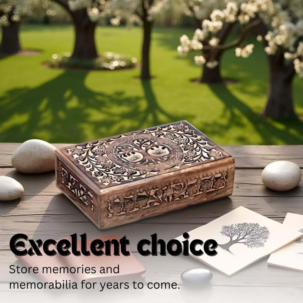 ZYNTIX Wooden Jewelery Box Decorative Box with Life of Tree Carving - Antique Design for Sister Birthday Gifts, Jewelry Organizer Gifts For Women Birthday Unique, wooden Handmade love Gift (Antique)