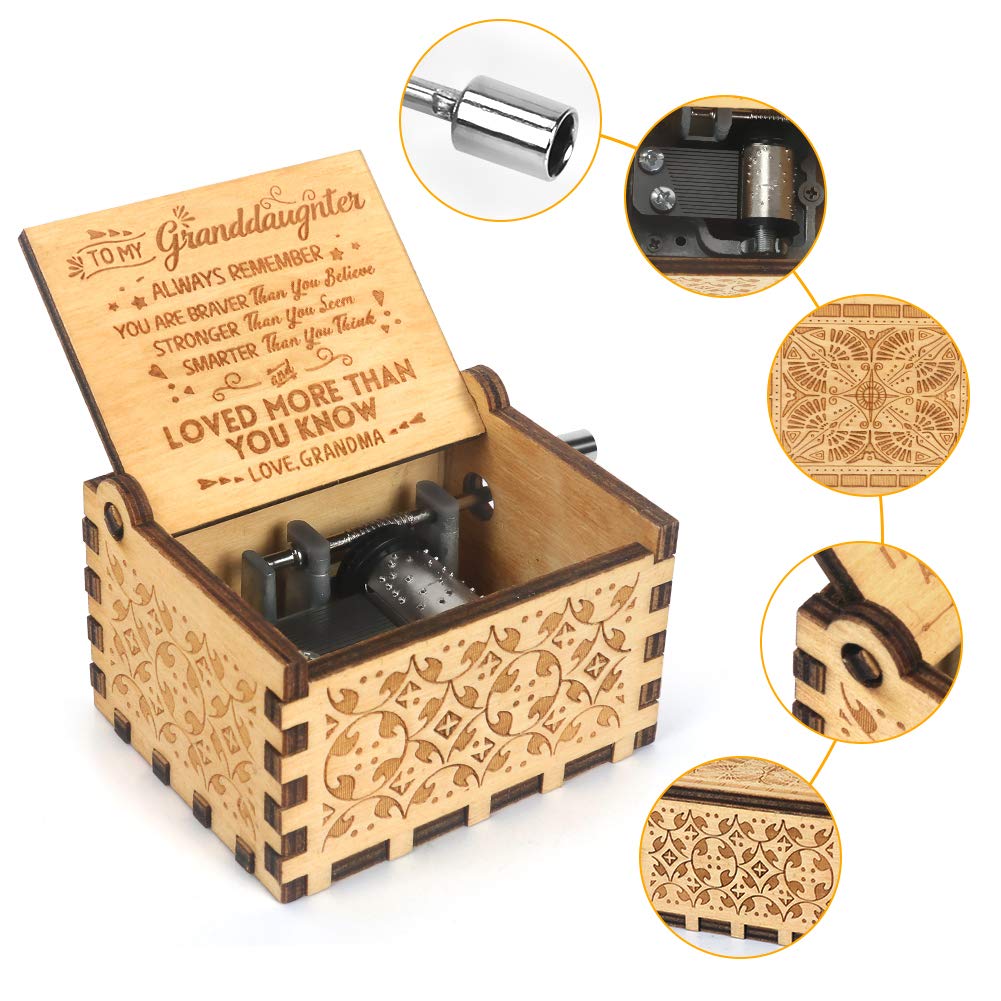 BOOB Hand Crank Music Box Wood Vintage Musical Box-You are My Sunshine Antique small Gift to My GrandDaughter from Grandma for birthday Christmas Thanksgiving Valentine's Day Mother's Day