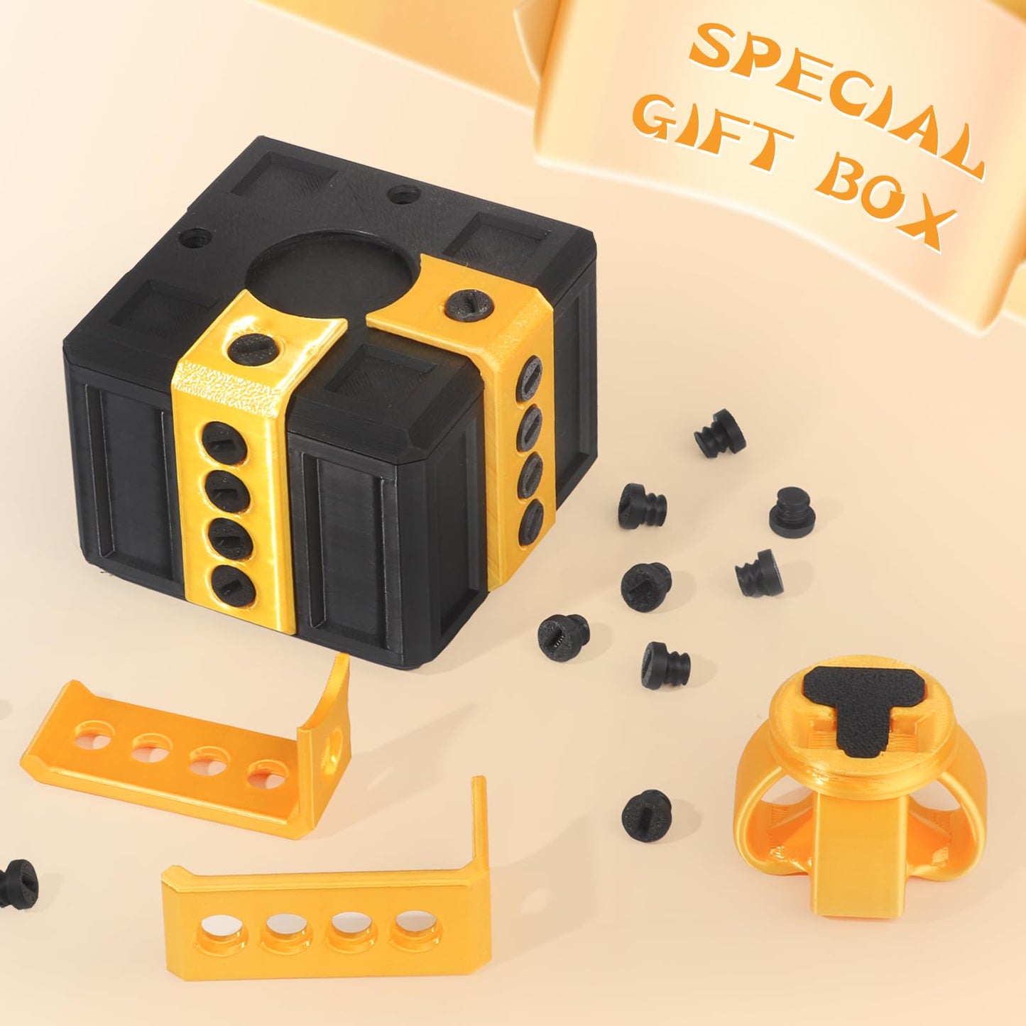 critigulf annoying kids Christmas gifts funny gift box for money and card holder.large gag prank case with screws. (black red)