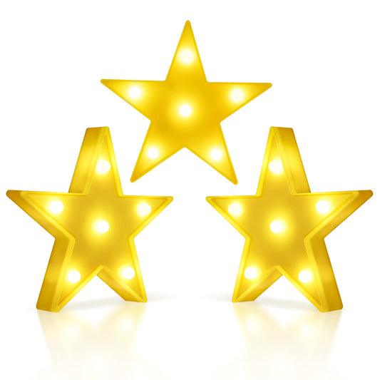 3 Pcs LED Stars Night Light Can Be Hung On The Wall Kids Room Room Light, Suitable for Birthday Party Holiday Decoration Baby Room Nursery Decoration (Stars)
