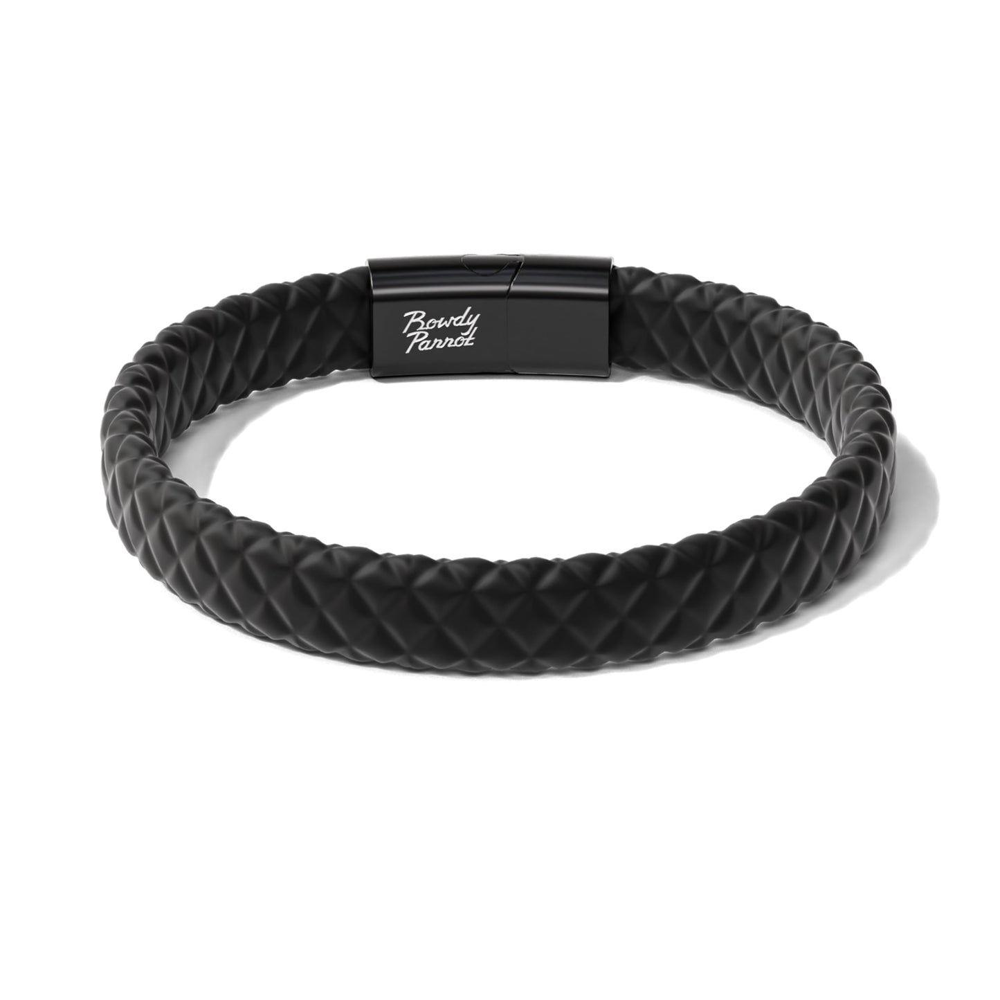 Rowdy Parrot Spartan StormSilk™ Tactical Rubber Bracelet with Stainless Steel USA Flag & Magnetic Closure - Supports Pairing Military Veterans & K-9 Dog Companions