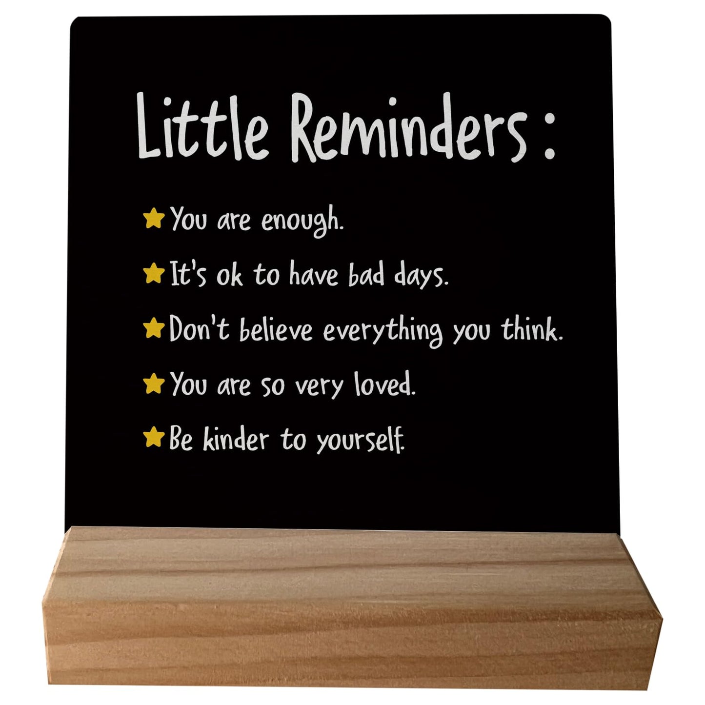 grapehiker Little Reminders You are Enough Desk Plaque Sign with Stand,Dorm Signs for College Girls, Inspirational Signs Decor for Office Dorm Desk,Back to School Gifts for College Students (Black 3)