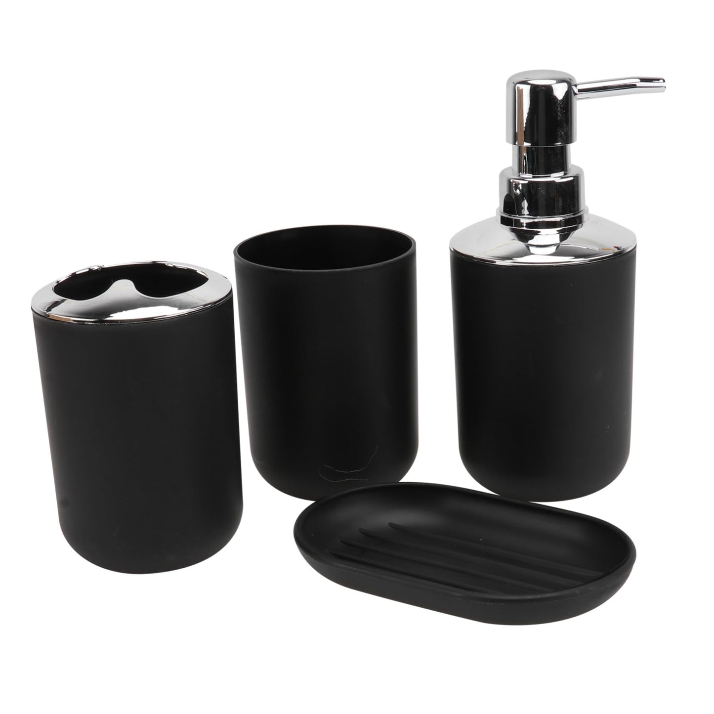 OUNONA Bathroom Wash Supplies Set Matte Black Household Washing Cup Kit with Toothbrush Holder and Mouthwash Cup and Portable Bathroom Accessories for Daily Use