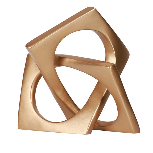 Modern Geometric Cube Decorations - Gold Knot Statues for Home, Bookcase, Tabletop, Console, Entryway & Dining Table Centerpieces