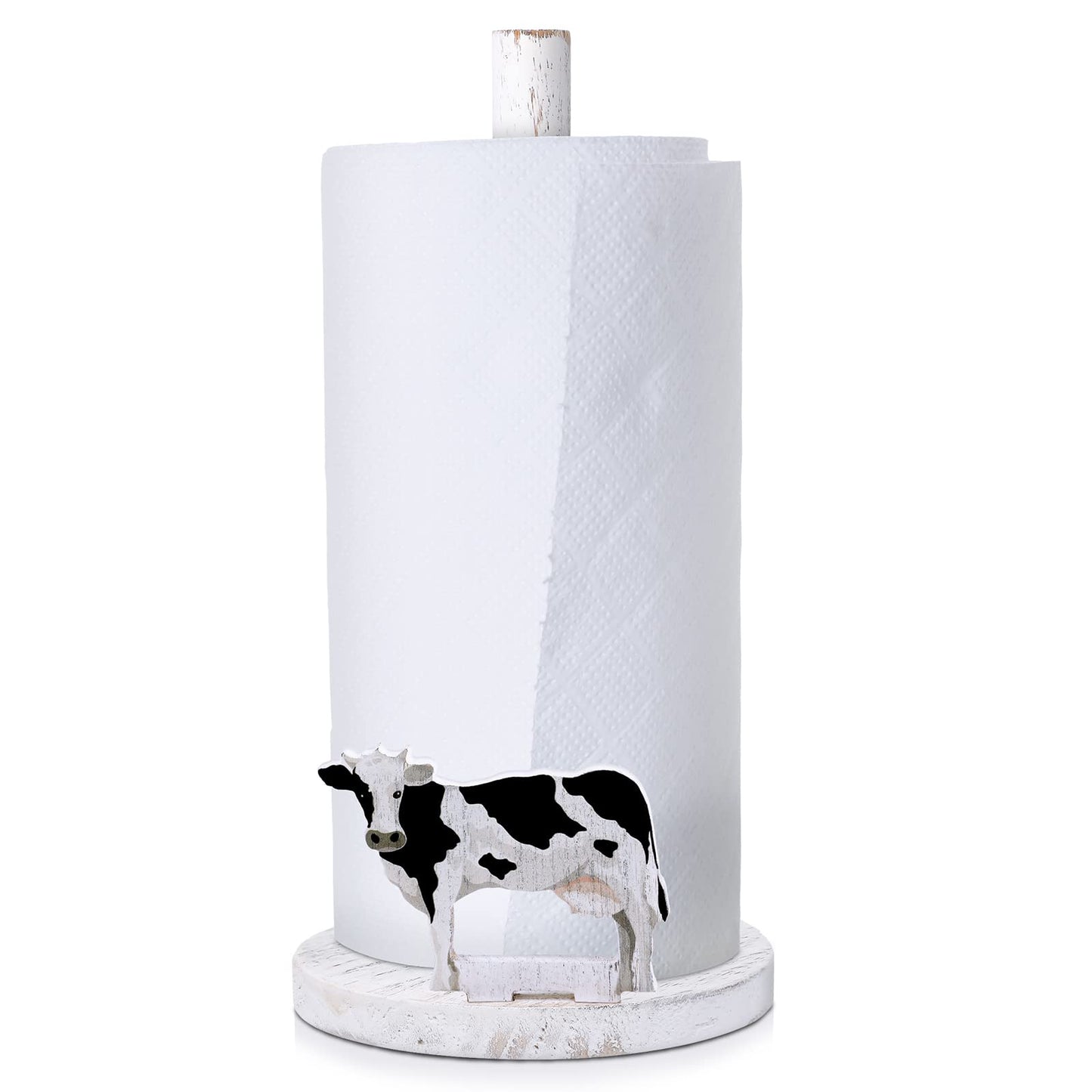 Yetene Cow Paper Towel Holder Wooden Farmhouse Paper Towel Holder Countertop Cow Kitchen Accessories Farm Bathroom Table Decor Gifts