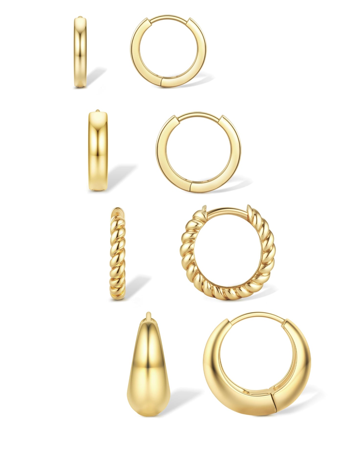Jstyle Small Gold Hoop Earrings for Women Trendy 14K Gold Plated Huggie Earring Stacks Hypoallergenic Huggie Earrings Set Dainty Chunky Cartilage Earring Sets for Multiple Piercing Jewelry Gift