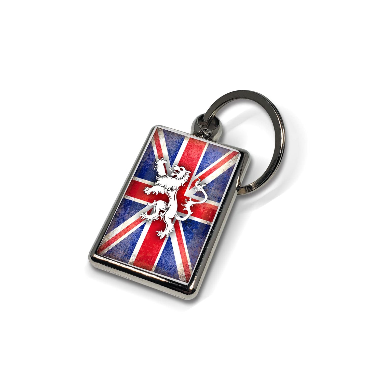 Apedes United Kingdom of Great Britain Country Flags Keychain Metallic Key Chain Keyring - Durable Metal with Impeccable Graphics, Stylish Key Organizer, Gift for Birthday and Holiday, 3” H x 11/2” W