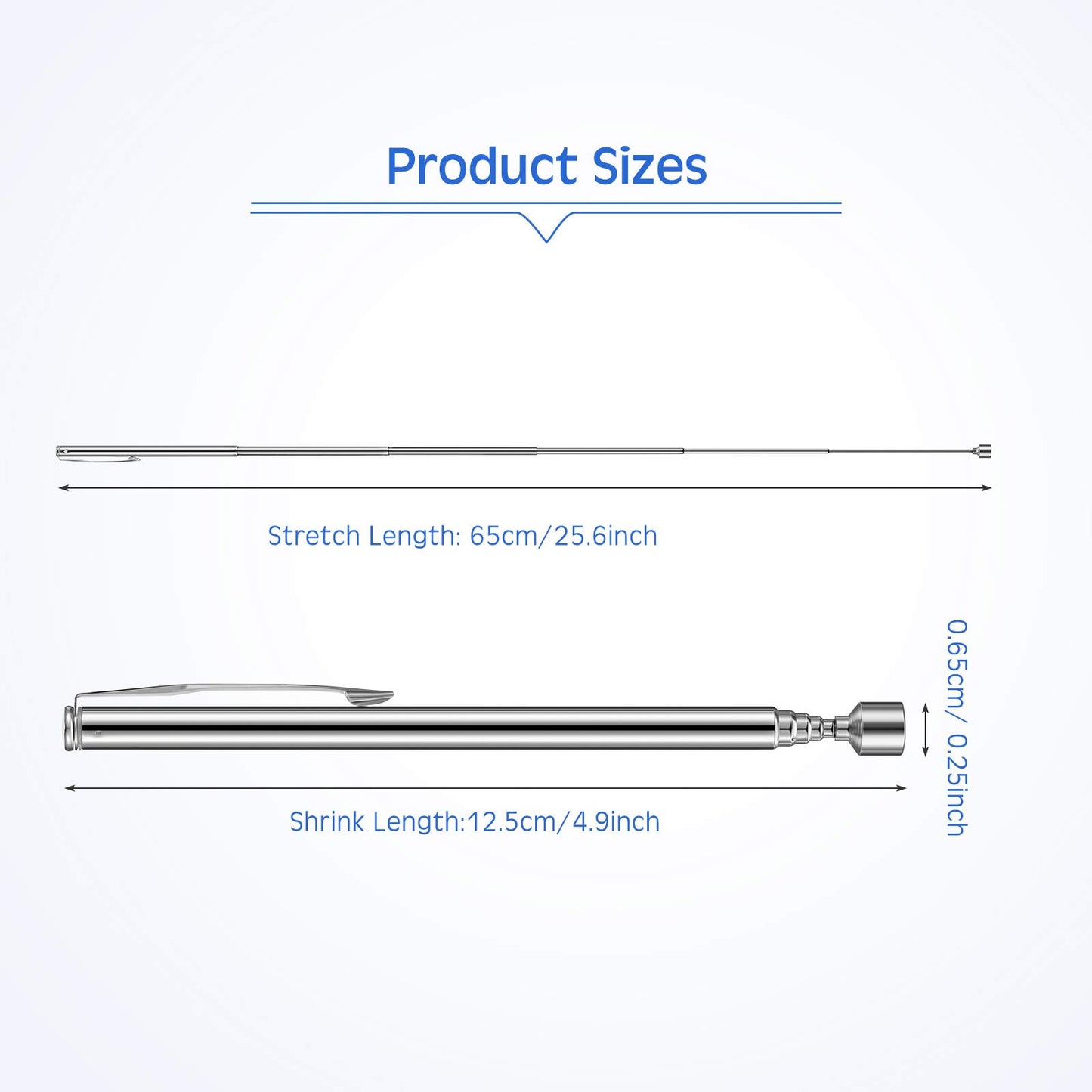 12 Pieces Telescoping Magnet Pickup Tools in 2 Lb Magnetic Stick Gadget with Pocket Clip Magnet Tool to Retrieve Screws Nuts Pins for Men Birthday, Father's Day, Valentine