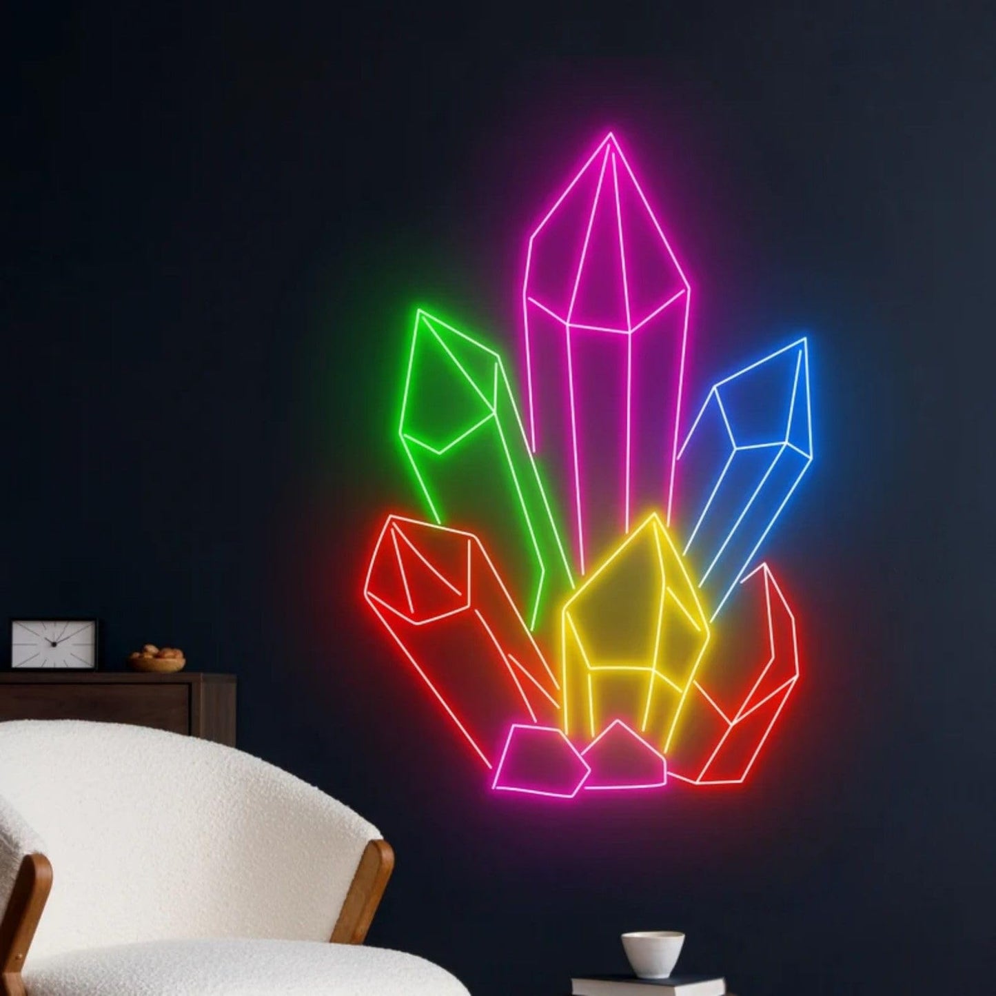 Crystals Mineral Stones Neon Sign, Crystals Stones Tarot LED Light, Room Wall Art Decor, Gem Store Neon Light, Shop Led Sign, Pilates Studio Art Meditation Room Wall Art Yoga Lover Gift-16.5"x11.4"