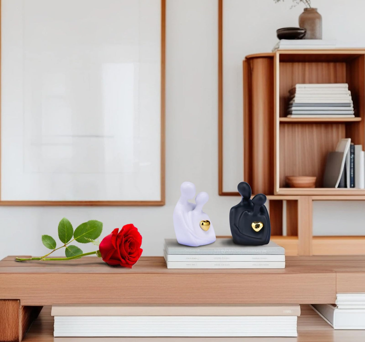 ZMLOOK Black 4.29in Embracing Couple Statue, Suitable for Couples and Lovers, Resin Product, Wedding Decoration for Bride and Groom, Suitable for Modern Living Room and Room Decoration.