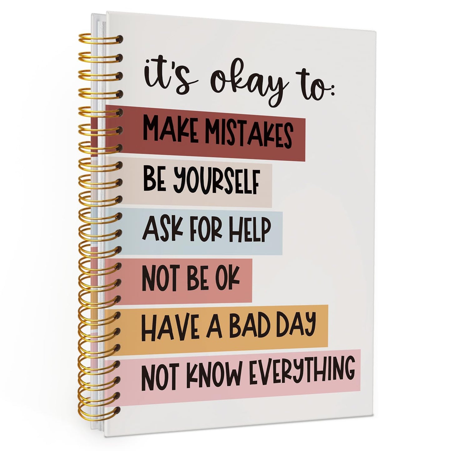 Wheatwin Mental Health Journal, Positive Affirmations Notebook, Inspirational Motivational Journal Therapy Psychology Hardcover Spiral Notebook Gifts for Student Kids Teen, 5.5x8.3