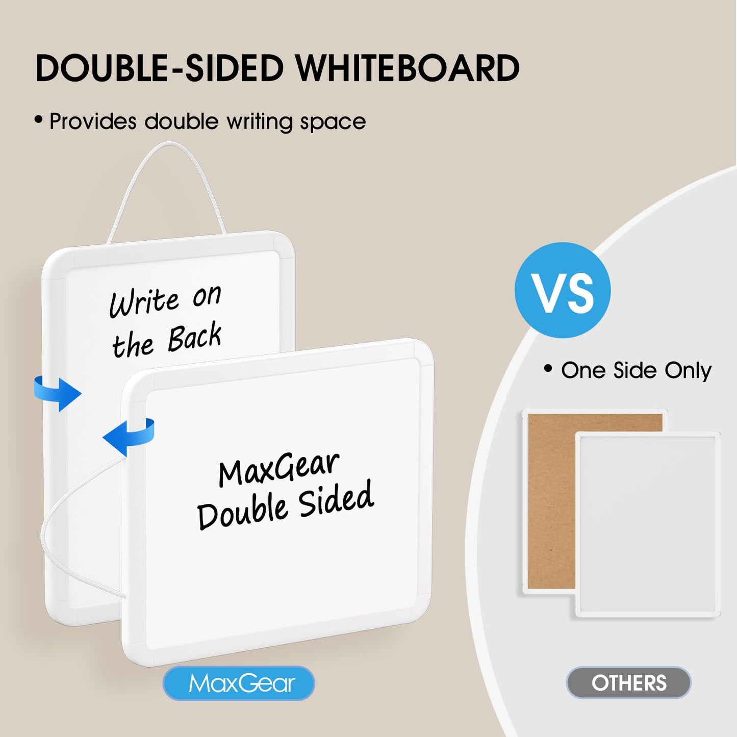 Bundle of 2 Sets- MaxGear 8.5"x11" Dry Erase Board for Wall, Desk, Fridge & 10" x 10" Double-Sided Aluminium Frame Whiteboard with Stand