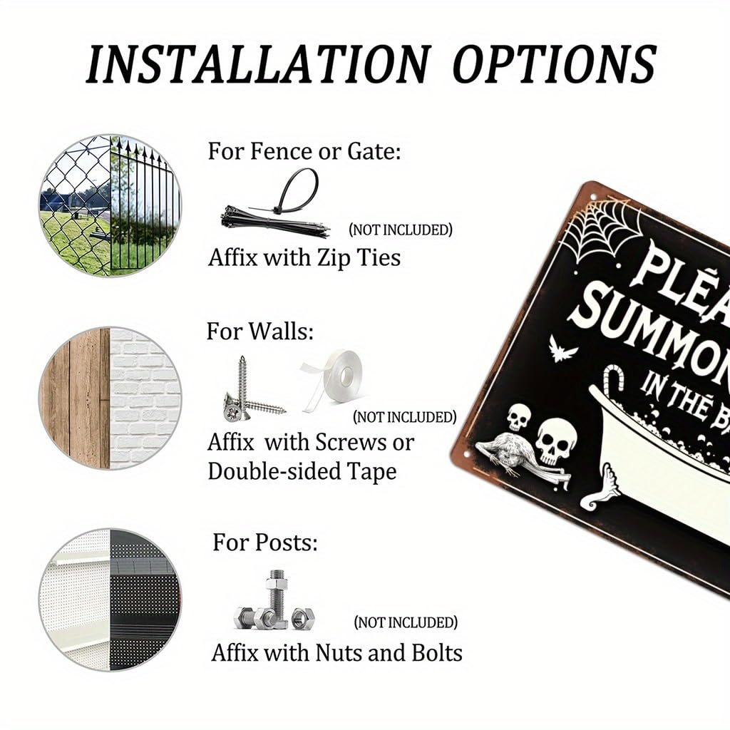 Please Don't Summon Demons in the Bathroom Halloween Retro Metal Tin Sign Wall Art Decor for Home Farmhouse Halloween Bathroom Party 8x12 Inch